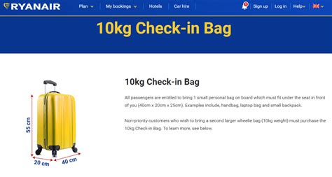 ryanair 10 kg bag size.